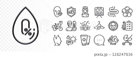 Spf protection, Slow fashion and Diet menu line icons for web app. Glare of light effect. Message icon. Pack of Oculist doctor, No alcohol, Serum oil pictogram icons. Vector 128247816