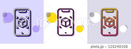 Augmented reality phone line icon. Halftone dotted pattern. Gradient icon with grain shadow. VR simulation sign. 3d cube symbol. Line augmented reality icon. Various designs. Vector Augmented reality phone line icon. Halftone dotted pattern. Gradient icon with grain shadow. VR simulation sign. 3d cube symbol. Line augmented reality icon. Various designs. Vector 128248108