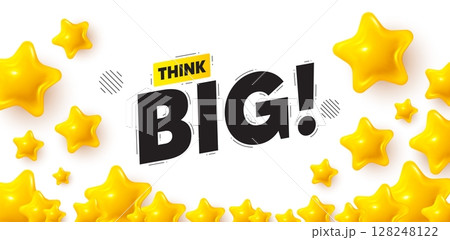 Think big winner banner with 3d stars. Golden stars banner. Think big banner. Creative idea concept tag. Business offer icon. Review rate background. Vector Think big winner banner with 3d stars. Golden stars banner. Think big banner. Creative idea concept tag. Business offer icon. Review rate background. Vector 128248122