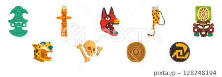 Maya Traditional Culture Symbol and Attribute Vector Set 128248194