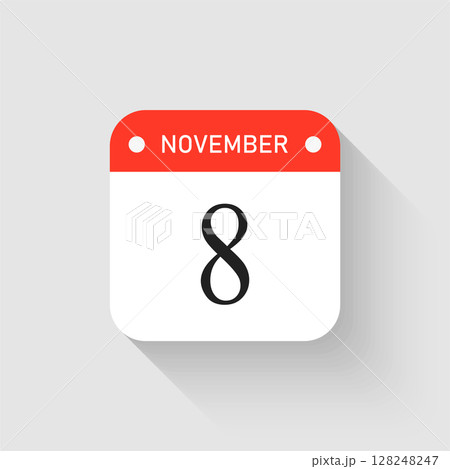 Vector icon page day calendar - 8 November month 128248247