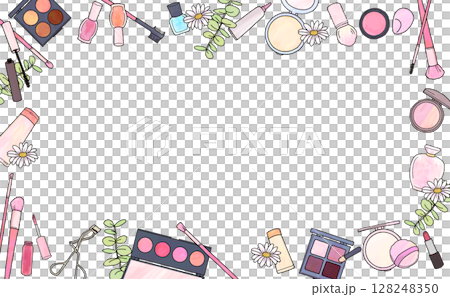 化妝品和花框插圖 128248350