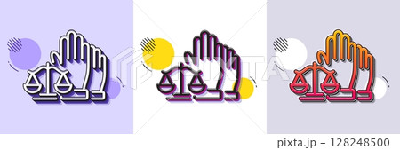 Court jury voting line icon. Halftone dotted pattern. Gradient icon with grain shadow. Justice scales sign. Judgement law symbol. Line court jury icon. Various designs. Vector Court jury voting line icon. Halftone dotted pattern. Gradient icon with grain shadow. Justice scales sign. Judgement law symbol. Line court jury icon. Various designs. Vector 128248500