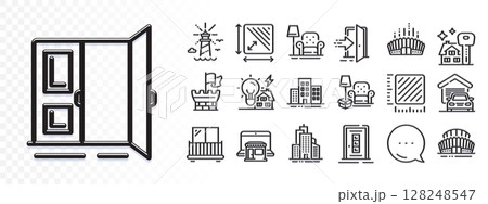 Packing things, Sports stadium and Buildings line icons for web app. Glare of light effect. Message icon. Pack of Armchair, Arena stadium, Entrance pictogram icons. Vector Packing things, Sports stadium and Buildings line icons for web app. Glare of light effect. Message icon. Pack of Armchair, Arena stadium, Entrance pictogram icons. Vector 128248547