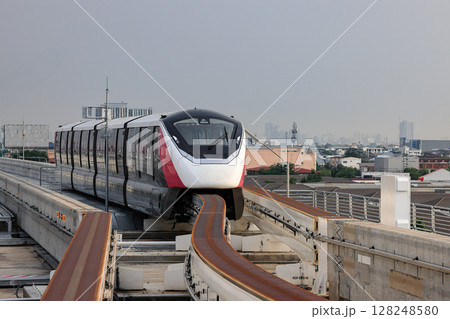 The pink monorail Mass Transit System serving in the Metropolitan Region. The pink monorail Mass Transit System serving in the Metropolitan Region. 128248580