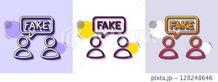 Fake information line icon. Halftone dotted pattern. Gradient icon with grain shadow. Social propaganda sign. Wrong truth symbol. Line fake information icon. Various designs. Vector 128248646