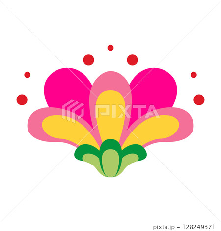 Mexican traditional flower. Ethnic embroidery decoration. Ornate folk graphic, wallpaper element. Festive mexican floral motif. Vector illustration Mexican traditional flower. Ethnic embroidery decoration. Ornate folk graphic, wallpaper element. Festive mexican floral motif. Vector illustration 128249371