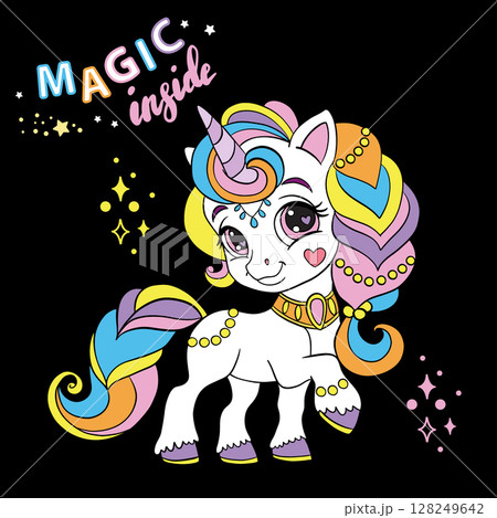 Cute cartoon character happy unicorn princess vector illustration Cute cartoon character happy unicorn princess vector illustration 128249642