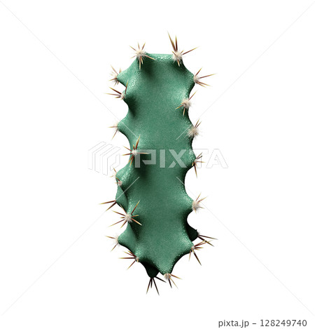 Creative Letter I in Cactus Design with Spikes and Green Texture on White 128249740