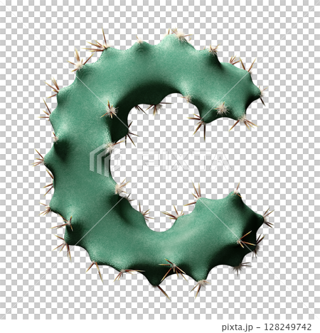 Cactus Shaped as Letter C on White Background Cactus Shaped as Letter C on White Background 128249742