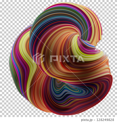 Abstract Swirled Torus With Vibrant Reds and Greens 128249828