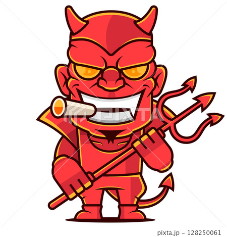 angry boss smoking cigar and blaming businessman angry boss smoking cigar and blaming businessman 128250061
