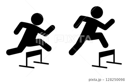 ハードルを跳び越える人々のピクトグラム 128250098