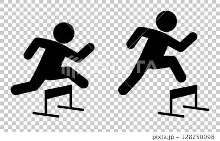 ハードルを跳び越える人々のピクトグラム 128250098