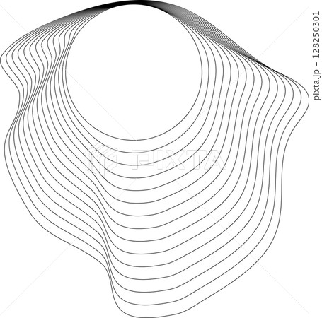 Flowing wave lines circle frame. Design liquid shapes 128250301