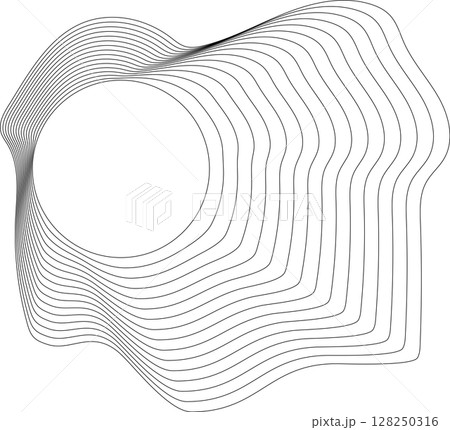 Flowing wave lines circle frame. Design liquid shapes 128250316