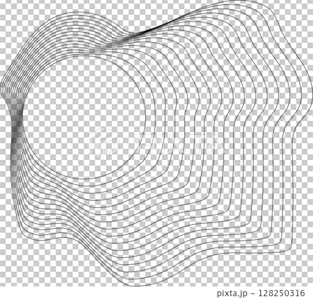Flowing wave lines circle frame. Design liquid shapes 128250316