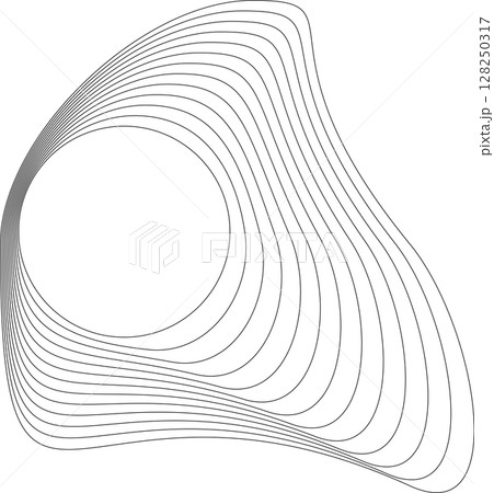 Flowing wave lines circle frame. Design liquid shapes 128250317
