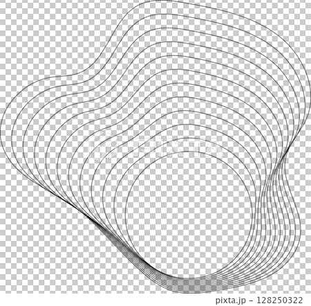 Flowing wave lines circle frame. Design liquid shapes 128250322