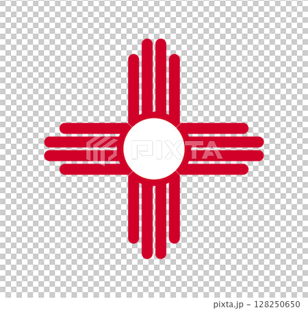 New Mexico state red logo. Zia symbol isolated. Native ancient Americans silhouette sign. 128250650