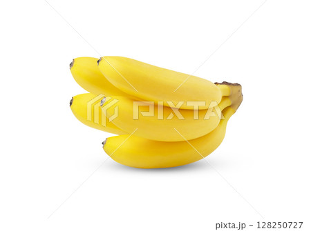 Ripe baby banana isolated on white with shadow. Ripe baby banana isolated on white with shadow. 128250727