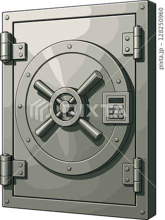 大きな金庫の扉のイラスト 128250960