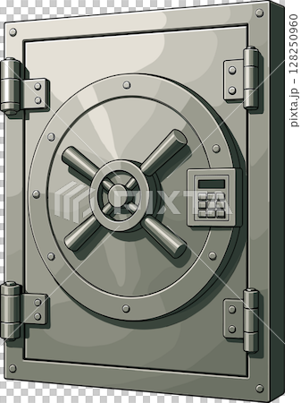大きな金庫の扉のイラスト 128250960