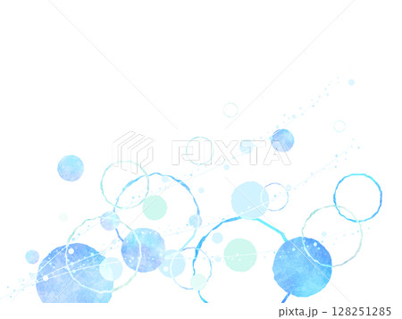 寒色の抽象的な丸の背景イラスト                                 128251285