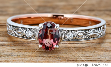 Exquisite Vintage Tourmaline Ring with Elegant Design and Diamonds 128251538