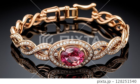 Exquisite Tourmaline and Gold Bracelet with Sparkling Gemstone Accents Exquisite Tourmaline and Gold Bracelet with Sparkling Gemstone Accents 128251540