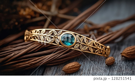 Elegant Tourmaline Hairpin with Delicate Leaf Design and Gemstone Accent Elegant Tourmaline Hairpin with Delicate Leaf Design and Gemstone Accent 128251541