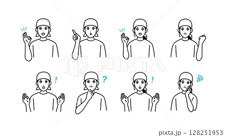 男女の居酒屋店員のアバターセット 男女の居酒屋店員のアバターセット 128251953