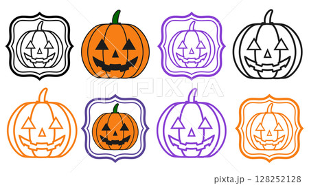 ハロウィンのかぼちゃイラスト-1-1 セット ハロウィンのかぼちゃイラスト-1-1 セット 128252128