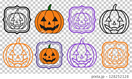 ハロウィンのかぼちゃイラスト-1-1 セット ハロウィンのかぼちゃイラスト-1-1 セット 128252128