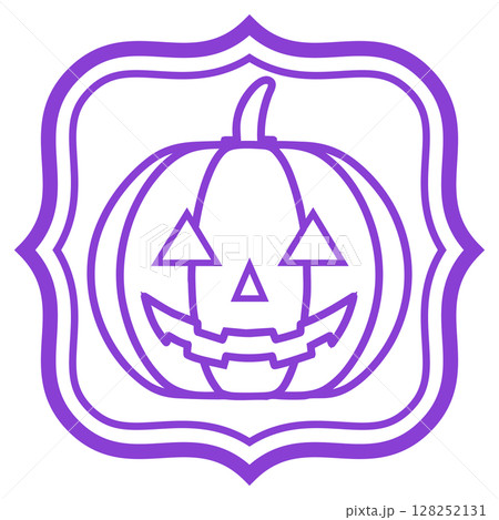 ハロウィンのかぼちゃイラスト-1-1 フレーム パープル ハロウィンのかぼちゃイラスト-1-1 フレーム パープル 128252131