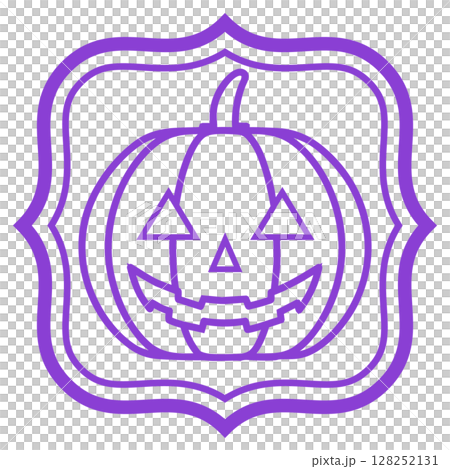 ハロウィンのかぼちゃイラスト-1-1 フレーム パープル ハロウィンのかぼちゃイラスト-1-1 フレーム パープル 128252131
