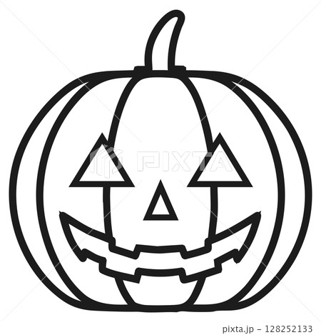 ハロウィンのかぼちゃイラスト-1-1 モノクロ 128252133
