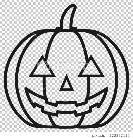 ハロウィンのかぼちゃイラスト-1-1 モノクロ 128252133