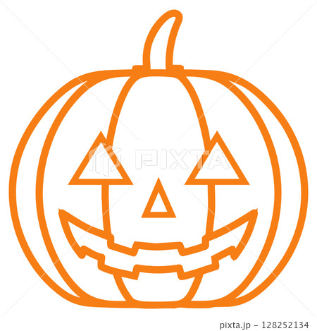 ハロウィンのかぼちゃイラスト-1-1 オレンジ 128252134