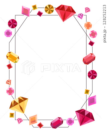 宝石のキラキラかわいいイラストフレーム・縦型 宝石のキラキラかわいいイラストフレーム・縦型 128252213