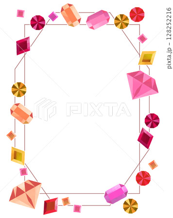 宝石のキラキラかわいいイラストフレーム・縦型 128252216