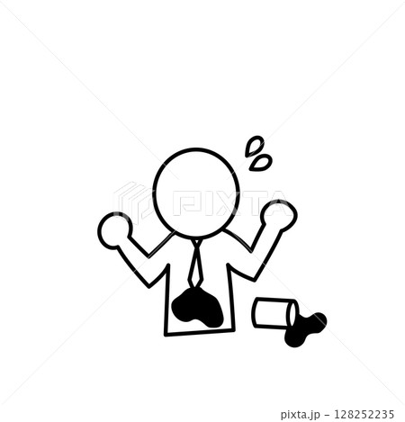 飲み物を服にこぼしたサラリーマンのイラスト 128252235