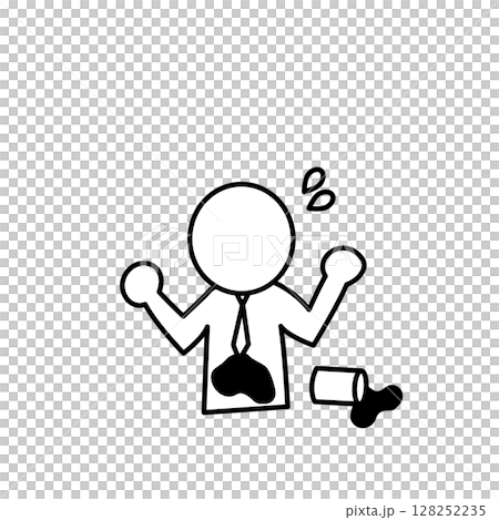 飲み物を服にこぼしたサラリーマンのイラスト 128252235