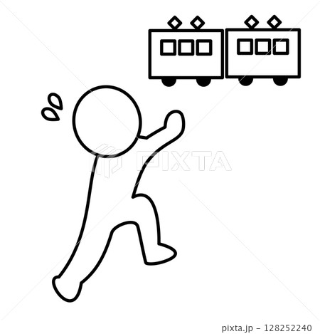 電車に間に合わない人のイラスト 128252240