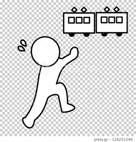 電車に間に合わない人のイラスト 128252240