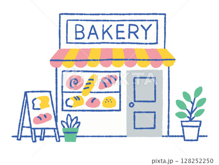 街角のかわいいパン屋さんの外観_色 街角のかわいいパン屋さんの外観_色 128252250