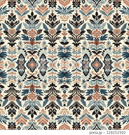 vector seamless pattern for design, fabric, textile, website or printing, pattern, wallpaper with floral ornament 128252502