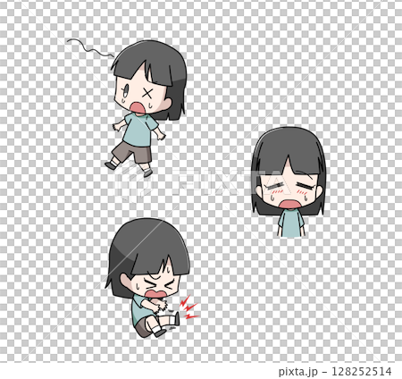 3 幅出現中暑早期症狀的女孩插圖 3 幅出現中暑早期症狀的女孩插圖 128252514