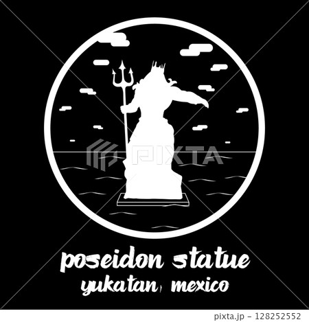 Circle Icon Poseidon Statue. Vector illustration 128252552