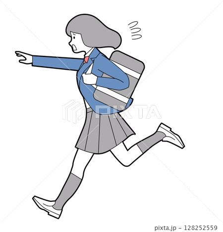 手を伸ばして走る女子中高生 手を伸ばして走る女子中高生 128252559